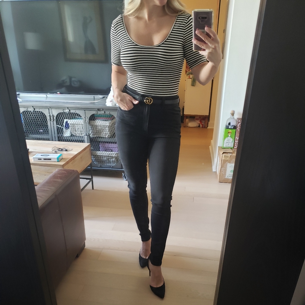 Black and white stripe bodysuit